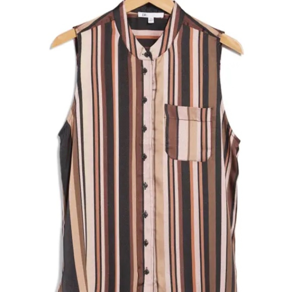 DR2 Brown and Tan Tank Top with Vertical Stripes